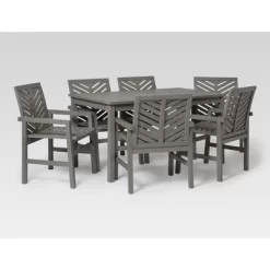 7pc Slatted Chevron Acacia Patio Dining Set - Saracina Home -Outdoor Garden GUEST 6e586955 cdb3 42a6 b92d 73b8e77d8e6a