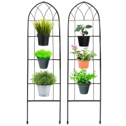 Sunnydaze Decor Sunnydaze 2-Piece Arched Climbing Plants Wall Trellis With Flower Pot Supports -Outdoor Garden GUEST 6e7adb40 ff32 4a4f a2fd 7e5a48d5c8f4