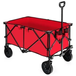 Costway Folding Collapsible Wagon Utility Camping Cart W/Wheels & Adjustable Handle RedGreyNavy -Outdoor Garden GUEST 6f07a9ec 80a8 40ed a6a1 7b3d06e203d6