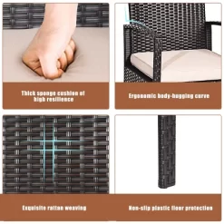 Tangkula 8PCS Conversation Wicker Set Patio Rattan Table&Cushioned Chair -Outdoor Garden GUEST 6f4aa980 ac7a 40fe 9dbd 7eeb925968d7