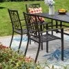8pc Outdoor Dining Set With Metal Slat Top Table & Wrought Iron Chairs - Black/Beige - Captiva Designs