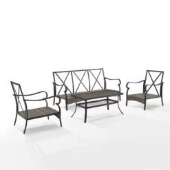 4pc Dahlia Outdoor Steel Conversation Set Taupe/Matte Black - Crosley -Outdoor Garden GUEST 6f673cc1 34c0 46ed bc27 4542af3ddd3b