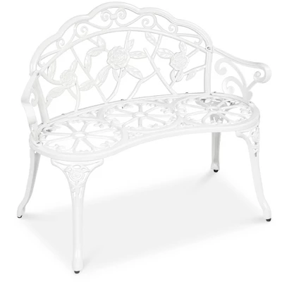 Best Choice Products Outdoor Bench Steel Garden Patio Porch Furniture W/ Floral Accent, Antique Finish 9 Best Choice Products Outdoor Bench Steel Garden Patio Porch Furniture W/ Floral Accent, Antique Finish - Image 9