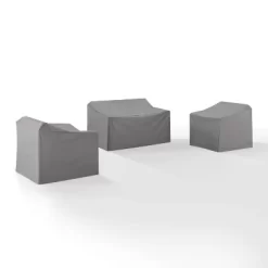 Crosley 3pc Furniture Cover Set, Loveseat And Two Chairs, Gray -Outdoor Garden GUEST 6fc05115 8e98 4fb0 a5ad cdda5e752478
