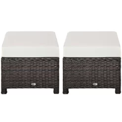Outsunny 2 Pc 20" Outdoor PE Rattan Wicker Ottoman, Fade-Resistant Patio Footrest With Soft Cushion, Steel Frame, Brown, White 6 Outsunny 2 Pc 20" Outdoor PE Rattan Wicker Ottoman, Fade-Resistant Patio Footrest With Soft Cushion, Steel Frame, Brown, White -Outdoor Garden GUEST 6fefc902 5b91 4db3 a703 6b666548296b
