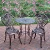 3pc Rose Cast Metal Set With Cast Aluminum Table Top & Chairs - Oakland Living
