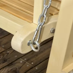 Outsunny Wooden Porch Swing, 2-Seater Outdoor Wood Loveseat Bench With Hanging Chains, Adjustable Canopy, A-Frame Base For Patio, Yard, Garden, Gray -Outdoor Garden GUEST 7153c179 4db9 4586 adf2 eb81b0f8aff2