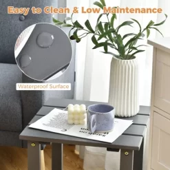 Costway 3PCS Patio Adirondack Chair Side Table Set Solid Wood Garden Deck Grey -Outdoor Garden GUEST 719a6722 428e 482e 8491 d63c31957834