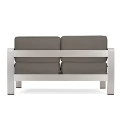 Cape Coral 5pc Aluminum And MGO Seating Set With Fire Table Khaki/Light Gray - Christopher Knight Home -Outdoor Garden GUEST 72369f1a e599 4d30 93cb 877b6f8ed328