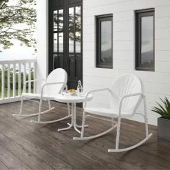 Griffith 3pc Outdoor Rocking Chair Set - White - Crosley -Outdoor Garden GUEST 7238aed0 3fb7 4d53 ba2a 543c9f2d81a8