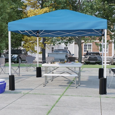 Flash Furniture 10'x10' Pop Up Event Canopy Tent With Wheeled Case And Folding Bench Set - Portable Tailgate, Camping, Event Set 1 Flash Furniture 10'x10' Pop Up Event Canopy Tent With Wheeled Case And Folding Bench Set - Portable Tailgate, Camping, Event Set