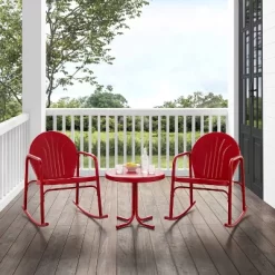 Griffith 3pc Outdoor Rocking Chair Set - Red - Crosley -Outdoor Garden GUEST 7417f08a 6996 4a21 b81d 37f626701f8c