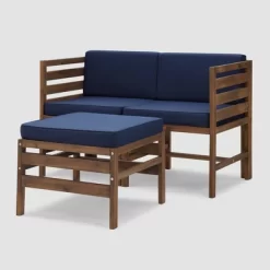 3pc Modular Acacia Wood Patio Chat Set With Cushions - Saracina Home -Outdoor Garden GUEST 75715dfc 345c 4dac 84f9 12b8f90851ce