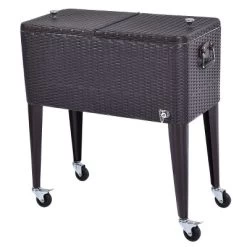 Costway Outdoor Rattan 80QT Party Portable Rolling Cooler Cart Ice Beer Beverage Chest -Outdoor Garden GUEST 75a8d1bf 249b 4fa3 8c86 a10b5292bbc7