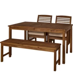 Ravenscroft 4pc Acacia Wood Patio Dining Set - Saracina Home -Outdoor Garden GUEST 75afd81f e6e4 45c3 aebe 4c43e3ff6625