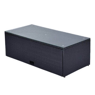 6pc Wicker Patio Conversation Set With Sofa, Arm Chairs, Ottomans & Coffee Table - Black/Beige - GODEER 8 6pc Wicker Patio Conversation Set With Sofa, Arm Chairs, Ottomans & Coffee Table - Black/Beige - GODEER - Image 8