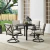 5pc Kaplan Outdoor Steel Round Dining Set With Swivel Chairs Oatmeal/Bronze - Crosley