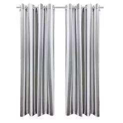 Commonwealth Seascapes Stripes Light Filtering Satiny Look Provide Privacy Grommet Outdoor Panel Pair Alloy Grey