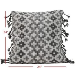 24x24 Inches Hand Woven Gray Polyester With Polyester Fill Pillow - Foreside Home & Garden 7 24x24 Inches Hand Woven Gray Polyester With Polyester Fill Pillow - Foreside Home & Garden -Outdoor Garden GUEST 76c1b20a 9283 438d bea5 0404254a0fc2