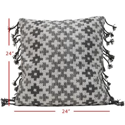 24x24 Inches Hand Woven Gray Polyester With Polyester Fill Pillow - Foreside Home & Garden 3 24x24 Inches Hand Woven Gray Polyester With Polyester Fill Pillow - Foreside Home & Garden - Image 3