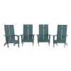 Emma And Oliver Set Of 4 Modern Dual Slat Back Indoor/Outdoor Adirondack Style Chairs