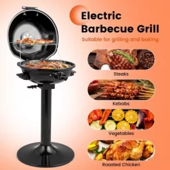 Costway 1600W Electric BBQ Grill With Warming Rack, Temperature Control & Grease Collector -Outdoor Garden GUEST 770eec1a 27db 4348 98d1 d304ce27ae06