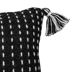 Black With White Tick Stripe 12X46 Hand Woven Filled Outdoor Pillow - Foreside Home & Garden -Outdoor Garden GUEST 77722649 2a5e 4448 9e90 958275b8cb48