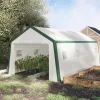 Outsunny 20' X 10' X 8' Heavy-duty Greenhouse, Walk-in Hot House With Windows And Roll Up Door, PE Cover, Steel Frame