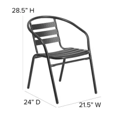Emma And Oliver 23.5'' Round Aluminum Indoor-Outdoor Table Set With 2 Slat Back Chairs -Outdoor Garden GUEST 78f5d3a2 eaee 4093 a421 921b7c36ea6b 1