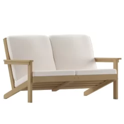 Flash Furniture Charlestown All-Weather Poly Resin Wood Adirondack Style Deep Seat Patio Loveseat With Cushions -Outdoor Garden GUEST 7923c94a 7357 4a80 97c6 683787585afd