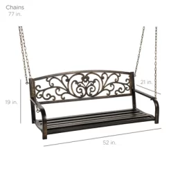 Best Choice Products 2-Person Metal Outdoor Porch Swing, Hanging Steel Patio Bench W/ Floral Accent - Bronze 11 Best Choice Products 2-Person Metal Outdoor Porch Swing, Hanging Steel Patio Bench W/ Floral Accent - Bronze -Outdoor Garden GUEST 79496c0e 1074 44b0 81d8 9f7df5ff1636