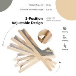 Costway Set Of 4 Foldable Wood Sling Beech Chairs W/ 3 Adjustable Positions&Free Cushion -Outdoor Garden GUEST 7a0f0a50 ad49 4f0a ba7f 6ddf04a59c6e