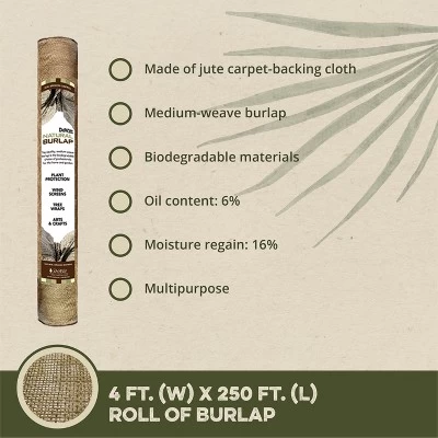 DeWitt 4 X 250 Foot 5.5 Ounce Natural Gardening Landscape Burlap Fabric Roll 3 DeWitt 4 X 250 Foot 5.5 Ounce Natural Gardening Landscape Burlap Fabric Roll - Image 3