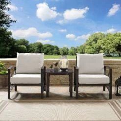 3pc Kaplan Outdoor Seating Set With 2 Chairs & Side Table - Oatmeal - Crosley -Outdoor Garden GUEST 7a89a854 753b 4ef7 96df 7d3495d67bef