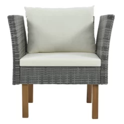 6pc Wicker Round Outdoor Sectional Set With Cushions - Black/Beige - GODEER -Outdoor Garden GUEST 7beecb26 f0e6 4e5a ae1a 585d729cd648