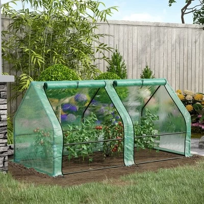 Outsunny 6' X 3' X 3' Mini Greenhouse Portable Hot House With Large Zipper Doors & Water/UV PE Cover For Outdoor And Garden, Green 1 Outsunny 6' X 3' X 3' Mini Greenhouse Portable Hot House With Large Zipper Doors & Water/UV PE Cover For Outdoor And Garden, Green