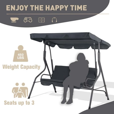 Aoodor 3 Seater Patio Porch Swing With Canopy 3 Aoodor 3 Seater Patio Porch Swing With Canopy - Image 3