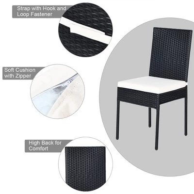 Costway 10PCS Patio Rattan Dining Set Cushioned Chair Table With Glass Top Garden Furniture 5 Costway 10PCS Patio Rattan Dining Set Cushioned Chair Table With Glass Top Garden Furniture - Image 5
