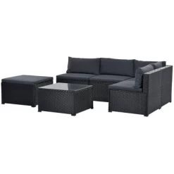 6pc Wicker Patio Conversation Set With Cushions - Black/Gray - GODEER 26 6pc Wicker Patio Conversation Set With Cushions - Black/Gray - GODEER -Outdoor Garden GUEST 7cadb626 4073 4dde b2cf 40ff0fcf77b7
