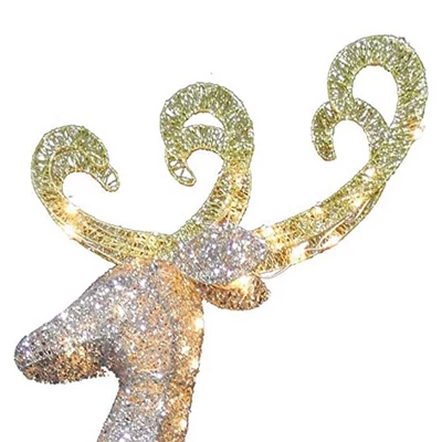 National Tree Company 60-Inch Prelit Silver Standing Reindeer With 105 Clear LED Lights Indoor And Outdoor Holiday Decoration With Ground Stakes 1 National Tree Company 60-Inch Prelit Silver Standing Reindeer With 105 Clear LED Lights Indoor And Outdoor Holiday Decoration With Ground Stakes