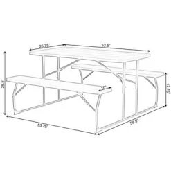 Gardenised Gray Outdoor Foldable Woodgrain Portable Picnic Table Set -Outdoor Garden GUEST 7cc5a016 cad9 4cf5 b84b 5332a2b65b22