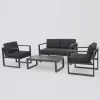 Navan 12pc Aluminum Sectional Sofa Seating Set Black/Dark Gray - Christopher Knight Home