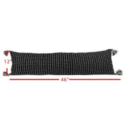 Black With White Tick Stripe 12X46 Hand Woven Filled Outdoor Pillow - Foreside Home & Garden -Outdoor Garden GUEST 7e724d10 b73a 4b57 9f02 65d2ac866a9e