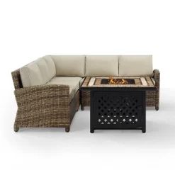 Bradenton 4pc Outdoor Wicker Sectional Set With Fire Table - Crosley -Outdoor Garden GUEST 7e84992f 2996 4904 ab2f b7f5210047e7