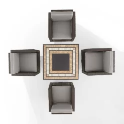 Palm Harbor 5pc Outdoor Wicker Conversation Set With Fire Table - Gray - Crosley -Outdoor Garden GUEST 7eb5243a 5d24 4f82 a3ce 2c3a59c1f0fa