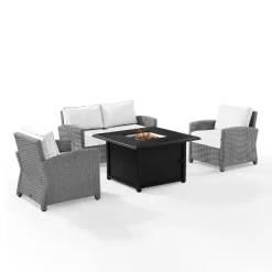 Bradenton 4pc Wicker Seating Set With Fire Table - Crosley -Outdoor Garden GUEST 7ed80329 2bae 40ab 8ca0 d68a4dd50ed9