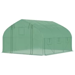 Outsunny Walk-in Tunnel Greenhouse With Zippered Mesh Doors & Roll-up Sidewalls, Upgraded Hot House, Green, 11.5' X 10' X 6.5' -Outdoor Garden GUEST 7f02b44a 99f6 4024 a5ff 5c23a1b4865c