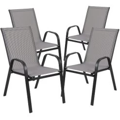 Emma And Oliver 4 Pack Outdoor Stack Chair With Flex Comfort Material - Patio Stack Chair -Outdoor Garden GUEST 7fcd6882 9d5a 4725 bcfd eec0c14b4ae2