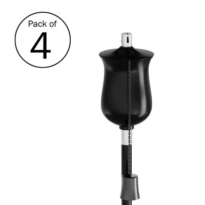 4-Piece Torch Set 45-Inch Adjustable Metal Tiki Torches For Outside With Refillable Canisters For Mosquito Repellent Or Oil By Pure Garden (Black) 1 4-Piece Torch Set 45-Inch Adjustable Metal Tiki Torches For Outside With Refillable Canisters For Mosquito Repellent Or Oil By Pure Garden (Black)