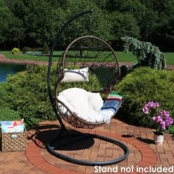 Sunnydaze Decor Sunnydaze Outdoor Resin Wicker Patio Danielle Hanging Basket Egg Chair Swing With Cushion And Headrest - 2pc -Outdoor Garden GUEST 81084abd ddf4 4565 88b7 3d5547c06d1c